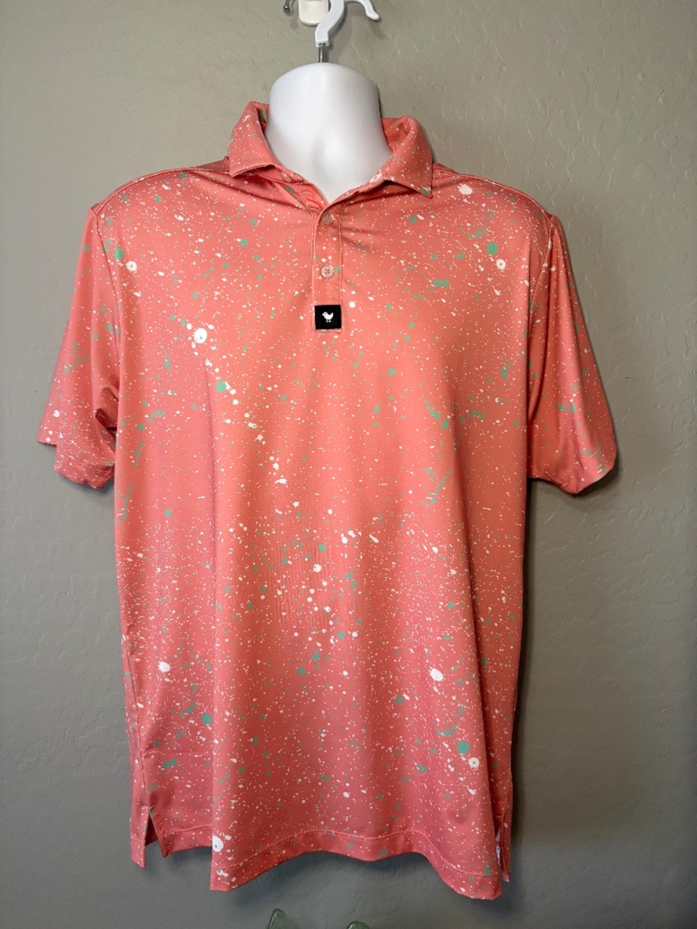 Bad Birdie Polo Paint Splatter  Size Large